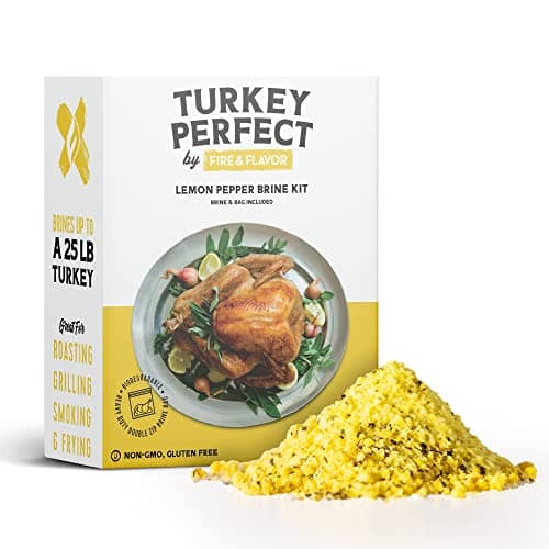 Fire & Flavor Lemon Pepper Turkey Perfect Brine - Turkey Brine Kit with Bag for Roasting, Grilling, Smoking, and Frying - Brining Seasonings for Cooking and Turkey Brine Bag - Turkey Brine and Rub Kit - Image 1