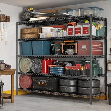 REIBII 85.7"H Storage Shelves 2998LBS Metal Shelving Units with Wheels&Feet, 5 Tier Garage Shelving Heavy Duty Adjustable Wire Shelf for Pantry Garage Commercial Industrials, 85.7"H X 55.5"W X 24.2"D - Image 6