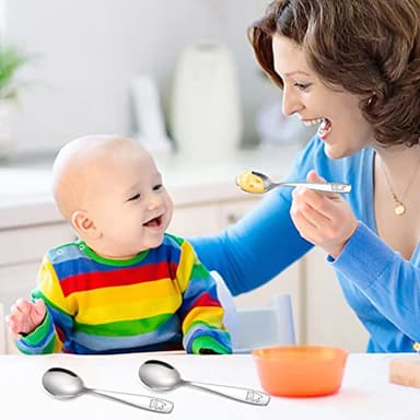 Pimoys 9 Pieces Toddler Spoons Kids Spoons, Kids Silverware Stainless Steel Toddler Utensils Metal Kids Cutlery Set Baby and Children Safe Flatware, Perfect for Small Hands - Image 4