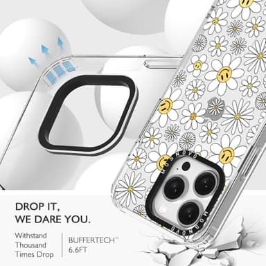 MOSNOVO Case for iPhone 15 Pro, [Compatible with Magsafe] [Buffertech 6.6ft Military-Grade Drop Protection] [Anti Peel Off Tech] Clear Phone Case Design - Happy Daisy Blooms - Image 7