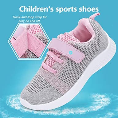 nerteo Toddler Girls Shoes Kids Comfort Walking Shoes Cute Tennis Running Sneakers Light Grey/Pink 8 M US Toddler - Image 5