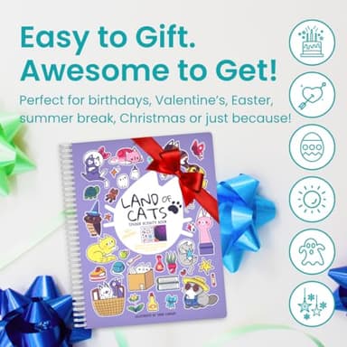 Land of Cats Sticker + Coloring Book (300+ Cat Stickers for Kids & 8 Scenes) by Cupkin, Side by Side Activity Book Design, Cat Sticker Books Kids Ages 4-8, Also Great for Older Boys & Girls - Image 7