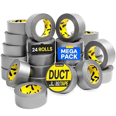 24-Pack Duct Tape - Heavy Duty, Waterproof - 90 Ft x 2 in - Silver, Flexible, No Residue, Easy Tear, All-Weather, Duct Tape Bulk Value for Outdoor Use, DIY, School, Office, B2B, Repairs, Crafts - Image 1