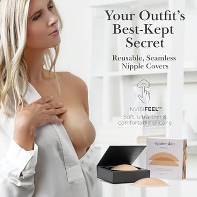 Nippies Nipple Covers for Women - Reusable Sticky Silicone Pasties with Travel Case - Original Circle or Lift Style Available - Image 2