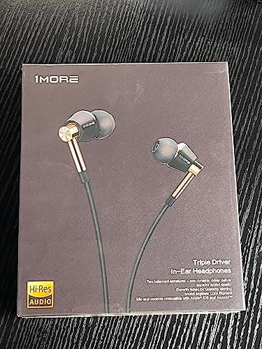 1MORE Triple Driver In-Ear Earphones Hi-Res Headphones with High Resolution, Bass Driven Sound, MEMS Mic, In-Line Remote, High Fidelity for Smartphones/PC/Tablet - Gold - Image 8