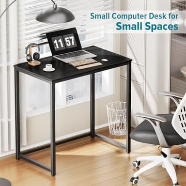 SINPAID Small Computer Desk 31.5 inches Desk for Small Spaces Sturdy Home Office Desks Modern Gaming Desks Study Writing Laptop Table, Black - Image 4