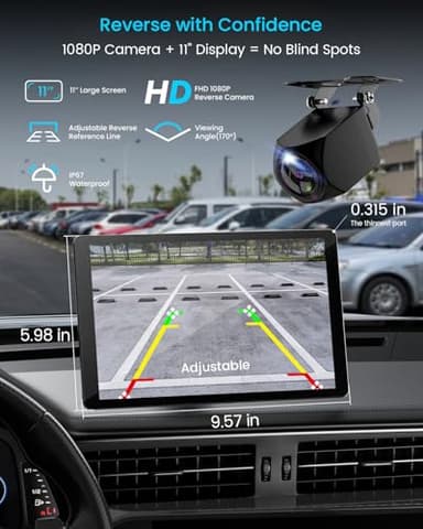 11" Extra Large Wireless Apple CarPlay Screen for Car – Ultra-Slim 0.16 Inch Touchscreen Car Stereo with Android Auto, 4K Dash Cam, 1080p Backup Camera, GPS, Mirror Link, Voice Control - Image 8