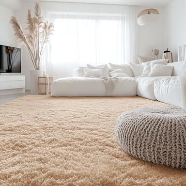 OLANLY 6x9 Machine Washable Large Area Rugs for Living Room, Bedroom, Soft Fluffy Shaggy Bedside Rug, Indoor Floor Carpet for Kids Girls and Boys, Dorms, Nursery, Home Decor Aesthetic, Beige - Image 1