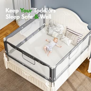 FAMILL Bed Rail for Toddlers, Toddler Bed Rails, 2 Minutes Assembly Foldable Guard for Baby, Suitable for Queen/King/Full/Twin Size, Star, 54", 1 Side - Image 5