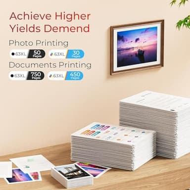 ejet 63XL Ink Cartridge Combo Pack Replacement for HP 63 Ink 63XL Ink Cartridges Black and Color for OfficeJet 3830 4650 5255 5258 4655 4652 3833 Envy 4520 4512 DeskJet 1112 3630 (1 Black,1 Tri-Color) - Image 5