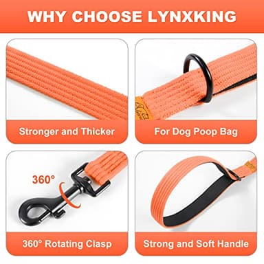 LynxKing Heavy Duty Dog Leash - 6ft Reflective Safety Walking Lead With 2 Padded Handles for Small to Large Dogs - Image 4