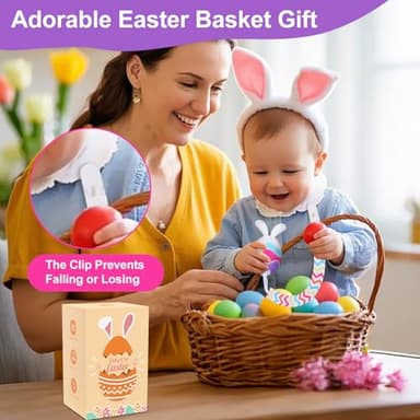 Easter Egg Bunny Rattle Teething Toy – Baby Teether for Infants, Toddlers & Newborns – Sensory Chew Toy for Teething Relief – Perfect Baby’s First Easter Gift & Basket Stuffer Essentials (Pastels) - Image 6