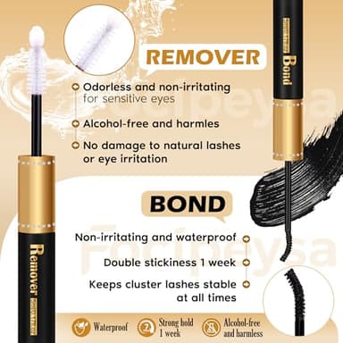 Eyelash Extension Kit Thick Lash Clusters Kit 10-18mm Volume Clusters Lashes 180D Individual Eyelashes Kit with Lash Bond, Lash Remover, Lash Applicator DIY Lash Extension by Focipeysa - Image 8