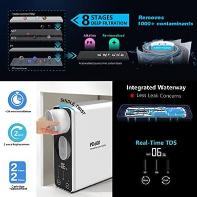 Frizzlife Reverse Osmosis Water Filter - Alkaline Mineral pH+, 600 GPD High Flow, Tankless RO Reverse Osmosis System, Under Sink, Reduce TDS, Compact, 2:1 Drain Ratio, PD600-TAM3 - Image 2