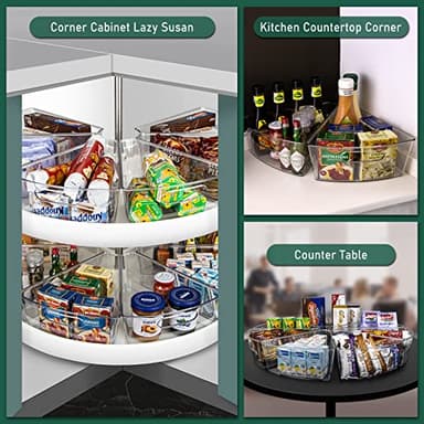 JEISSLIA Lazy Susan Cabinet Organizer Bins for 26"/ 28"/ 32" Diameter Corner Organizer, Plastic Cabinet Storage Bin, 1/8 Wedge - Food Safe, BPA Free, with Non-Slip Pads (for 28" Diameter, 6 Pack) - Image 7