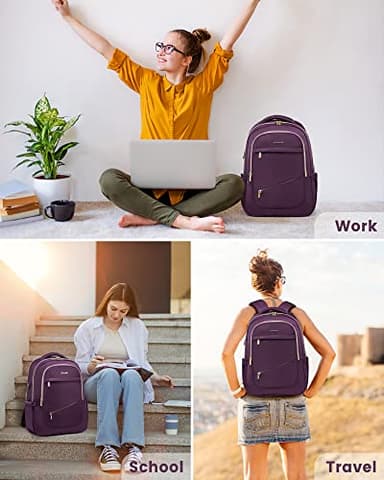 LOVEVOOK Laptop Backpack for Women, 17 Inch Slim Computer Bag with Separate Computer Compartment for Work Travel Business - Image 9