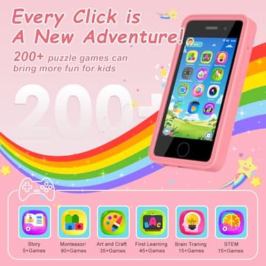 3.97" Touchscreen Kids Toys Smart Phone, Kids Phone with Games & Dual Camera, Toddler Toys Phone, Boys and Girls Learning Toy Phone for 3-9 Years Old (Pink) - Image 2