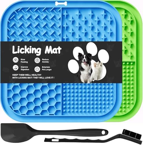 Azyh 2 PCS Licking Mat for Dogs & Cats with Suction Cups, Dog Slow Feeder Lick Pat for Anxiety Relief, Dog Toys Feeding Mat for Butter Yogurt Peanut, Pets Bathing Grooming Training Mat (7.9''*7.9'') - Image 1