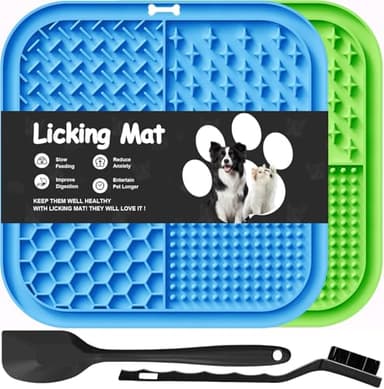 Azyh 2 PCS Licking Mat for Dogs & Cats with Suction Cups, Dog Slow Feeder Lick Pat for Anxiety Relief, Dog Toys Feeding Mat for Butter Yogurt Peanut, Pets Bathing Grooming Training Mat (7.9''*7.9'') - Image 1