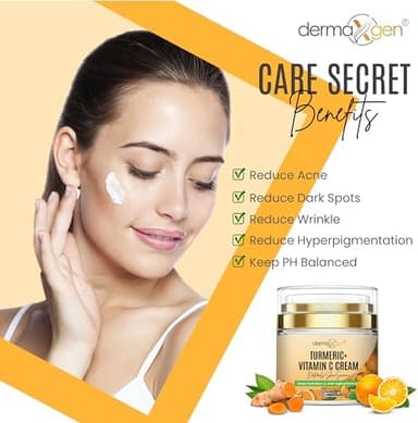 Turmeric Face Cream + 30% Vitamin C Glow Boosting Moisturizer & Skin Repairing, Hydrating with Organic Ingredients Anti-Aging Facial Cream, Normal, Dry, Oily & Combination Skin - 1.7 FL OZ - Image 5