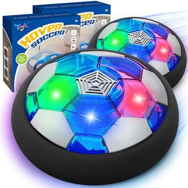 LED Hover Soccer Ball Boy Toys, Air Power Kids Training Ball Playing Football Indoor Outdoor Game, Birthday Gifts for Age 3 4 5 6 7 8-10 Years Old Boys Girls - Soccer (2PCS) - Image 1