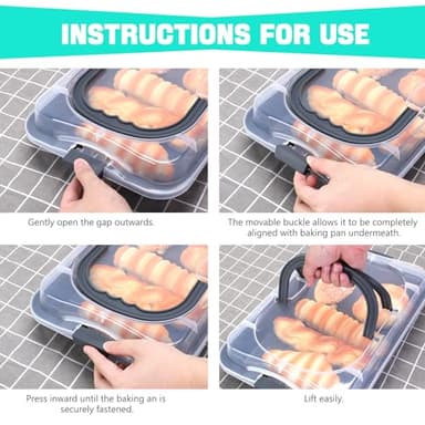 EsOfficce Cake Pan With Lid, 9x13 Inch Rectangular Cake Pan with Wide Handles, Nonstick Bakeware Baking Pan With Lid and Handle, Black - Image 9