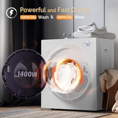 ROVSUN 25LBS Full Automatic Washing Machine and 2.6CuFt Portable Clothes Dryer Set, Electric Laundry Washer and Dryer Combo Set with Stainless Steel Inner Tub, for Apartment, Dorms, Home - Image 4
