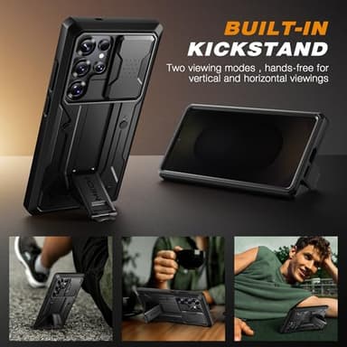 TONGATE for Samsung Galaxy S25 Ultra Case, [with Privacy Screen Protector & Slide Camera Cover] [2 Front Frames] Full-Body Heavy Duty S25 Ultra Case with Stand & Belt Clip Holster, Black Privacy 6.9" - Image 7