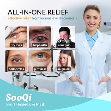 SooQi Rechargeable Cordless Heated Eye Mask - Weighted Compress with Graphene Heating for Dry Eyes, Fatigue, Sleep, and Travel - Image 3
