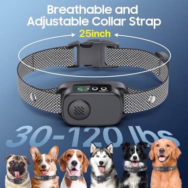 Bark Collar, Dog Bark Collar for Large Medium Dogs 30-120lbs, Automatic Waterproof Barking Collar with Beep Vibration and 5 Adjustable Sensitivity (Classic Black) - Image 3