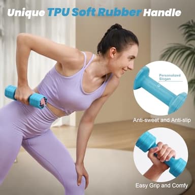Zempox Adjustable Dumbbell Set of 2, 4 in 1 Hand Weights for Women at Home, 5 lb Weights Dumbbells set of 2, Each 2lb 3lb 4lb 5lb with TPU Soft Rubber Handle for Home Gym Exercise Training, Blue - Image 5