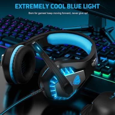Gaming Headset with Microphone for PC, PS4, PS5, Headset Noise Cancelling Gaming Headphones for Switch, Laptop, Mac, Xbox Series X/S, Headphones with LED Lights, Deep Bass for Kids Adults, Black Blue - Image 6