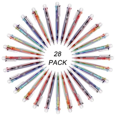 JPSOR 28 Pack Multicolor Pen, 0.5mm 6-in-1 Multicolor Ballpoint Pens, 6 Colors Retractable Ballpoint Pens for Office School Supplies Students Gift - Image 3