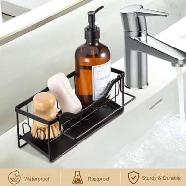 Sinnsally Sponge Holder for Kitchen Sink Caddy,Stainless Steel Dish Soap Dispenser Rack,Dish Soap Caddy for Kitchen Sink Utensil Holder with Drain for Countertop,Kitchen Counter Organizer and Storage - Image 7