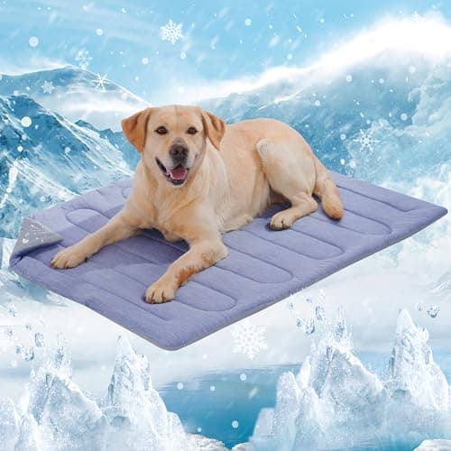 MARUNDA Dog Cooling Mat, 36" x 24" Thicken Waterproof Cooling Mat for Extra Large Dog, Q-MAX>0.5 Ice Cool Fabric-Cool on Contact，Easy Washable Pet Pad in Summer (36" x 24" (L-Crate), Blue) - Image 1