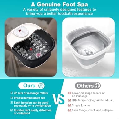 ECARBME Foot Spa Bath Massager with Heat [2025 Upgraded], Jets, Vibration, Adjustable Temp, Bubbles, Epsom Salt, Foot Soaking Tub with 22 Massage Rollers, Pedicure Foot Spa for Relaxation, Black - Image 6