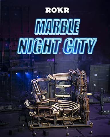 ROKR 3D Wooden Puzzles for Adults Marble Run Model Building Kit(LGA01 Marble Night City) - Image 3