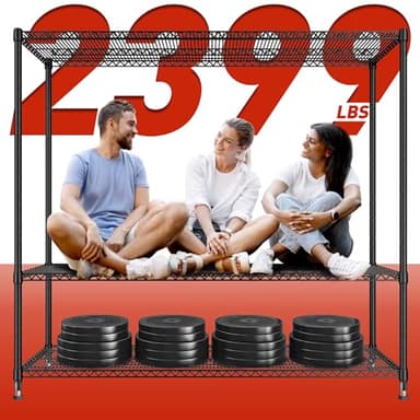 REIBII 60''W Storage Shelves 2399LBS Metal Shelving Unit with Wheels & Feet, 4 Tier Garage Shelving Heavy Duty Adjustable Wire Shelf for Pantry Kitchen Garage, 60" W x 18" D x 65.5" H, 2 Pack - Image 7