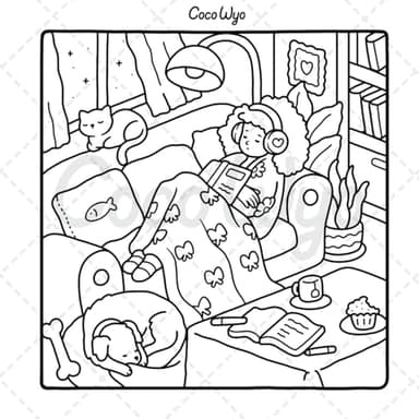 Girl Moments: Coloring Book for Adults and Teens Featuring Cute Cozy Daily Activities for Relaxation (Cozy Spaces Coloring) - Image 8