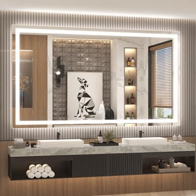 ODDSAN LED Bathroom Mirror for Wall 72x 40, Large Lighted Vanity Mirror with Lights, Dimmable, Anti-Fog, Shatter-Proof, ETL Listed (Front + Backlit) - Image 1