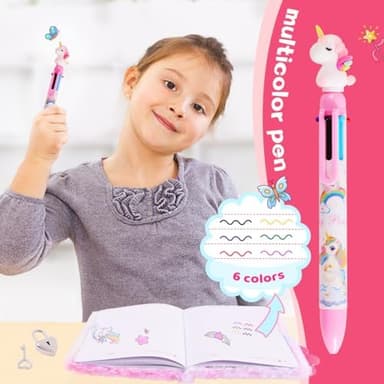 Axolotl Diary for Girls with lock and keys, Kids Journal School Travel Notebook Gift Set for Writing and Drawing,Multicolored Pen, Stickers, Birthday Gift for Girls ages 6-8 - Image 5