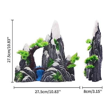 Saim Aquarium Mountain View Stone Decoration, Resin Rockery Fish Hiding Cave Fish Tank Accessories Decorations - B - Image 4