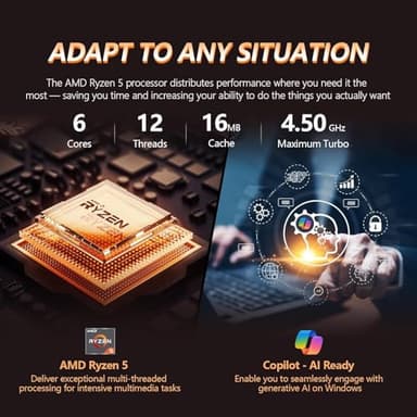 HP 2025 New 17 inch Laptop Computer • 64GB RAM • 2TB SSD • AMD Ryzen 5 Processor (6-Cores) • 10-Key Number Pad • Long Battery Life • w/WOWPC Recovery USB • Windows 11 Pro with Microsoft Office - Image 6