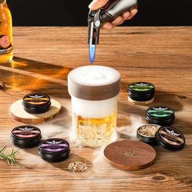 Whiskey Smoker Kit with Charred Wood Barrel (Patent Pending) – Cocktail Smoker with Torch & 6 Premium Wood Chips for Old Fashioned & Whiskey – Perfect Home Bar Gift for Men, Dad, Husband (No Butane) - Image 4