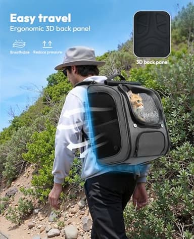 Pecute Cat Backpack Carrier, Large Space Cat Bubble Backpack, Breathable Cat Carrier, Shaded Dog Backpack Carrier, Ergonomic 3D Design for Travel, Hiking, Suitable for Shopping, and Vet, Gray - Image 5