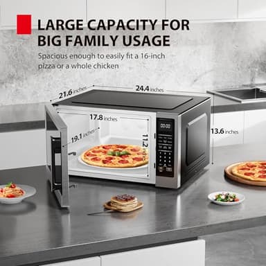 TOSHIBA ML4-EM22PAIT(SS) Countertop Microwave Oven with Sensor Cook, 6 Auto Menus, Origin Inverter, Child Lock, 2.2 Cu Ft for Large Family, 16.5 Inch Removable Turntable, 1200W, Stainless Steel - Image 6