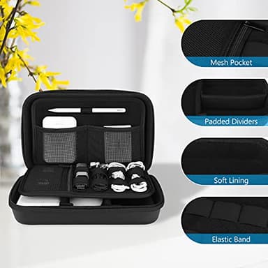 ProCase Hard Travel Electronic Organizer Case for MacBook Power Adapter Chargers Cables Power Bank Apple Magic Mouse Apple Pencil USB Flash Disk SD Card Small Portable Accessories Bag -Black, L - Image 3
