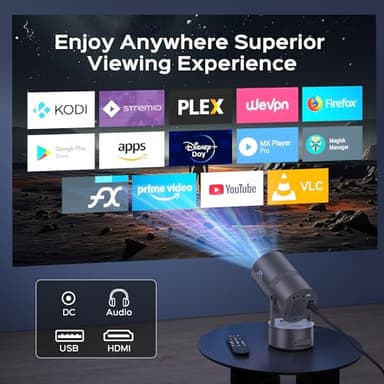 [Built-in Battery] Mini Projector with Wifi and Bluetooth, 4K 1080P Supported 270° Rotatable 150'' Screen Auto Keystone Home Outdoor Portable Smart Projector for Phone/TV/Laptop/HDMI, Iron Grey - Image 6