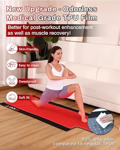 Kaoudt 73"x33" Medical-Grade TPU Red Light Therapy Mat for Full Body Pain Relief, FSA&HSA Eligible Infrared Light Therapy Blanket, 1370LEDs - Image 4