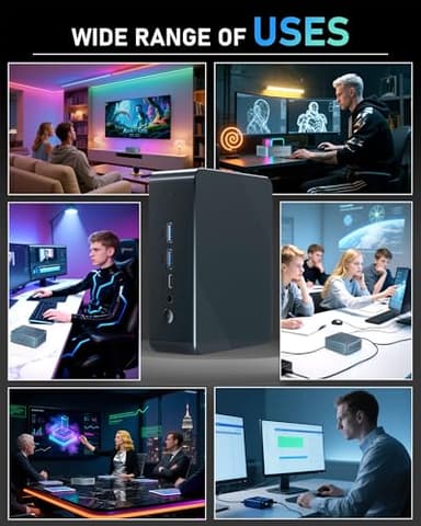 Getorli Mini PC, AMD 3550H(Max 3.7GHz), Mini Computers 32GB DDR4 RAM 1TB SSD, Mini Desktop Computer 4K 60Hz Displays/Dual HDMI/Type-C&USB3.2 Ports/LAN RJ45/WiFi 5/BT5.0 for Home/Office/Business - Image 6